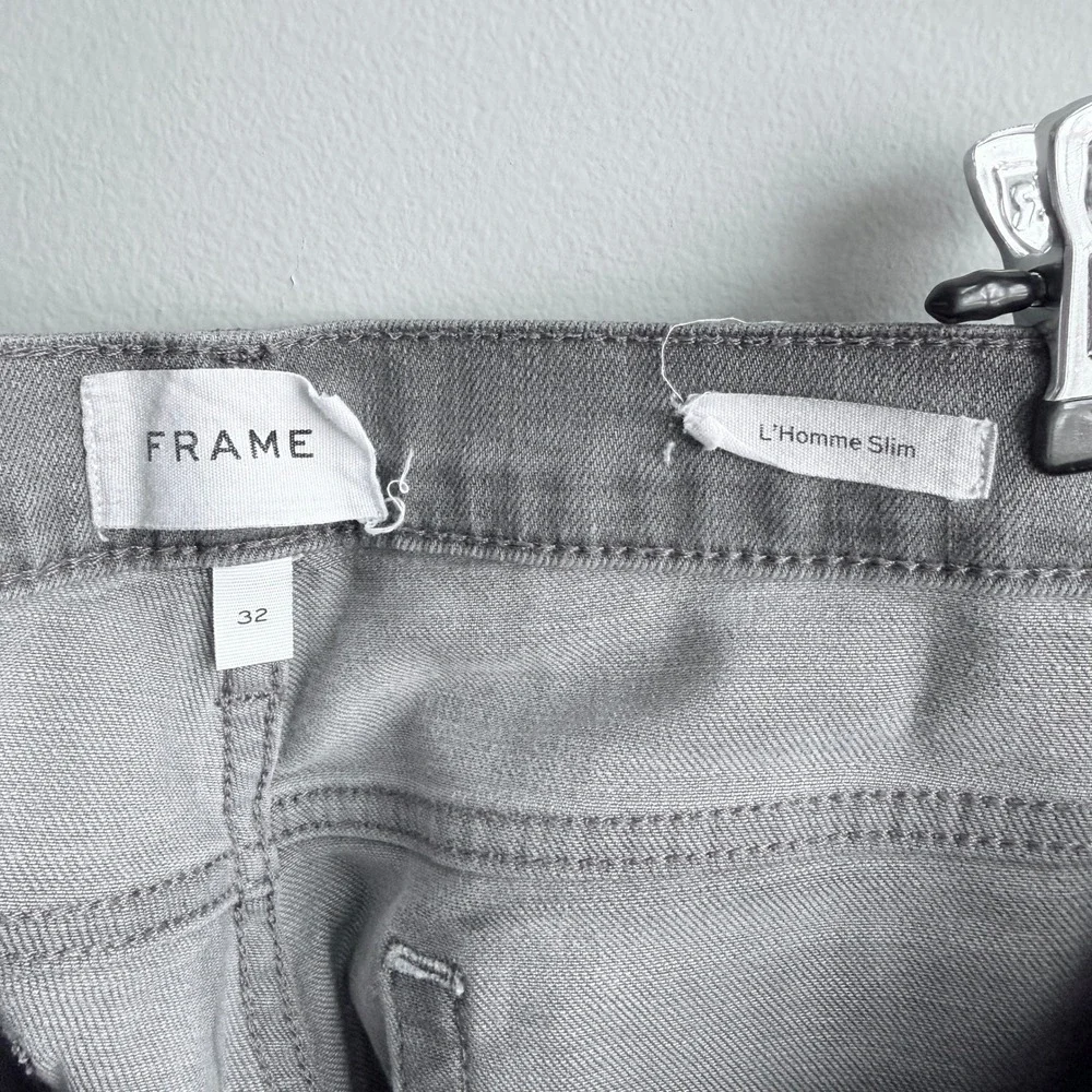 FRAME L'Homme Slim Jeans Mens 32 Gray Premium Stretch‎ Denim Designer Pants